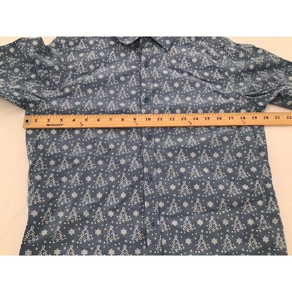 MONUMENT SNOWFLAKE CHRISTMAS TREE SHORT SLEEVE BUTTON UP SHIRT MENS SIZE SMALL - Picture 5 of 6